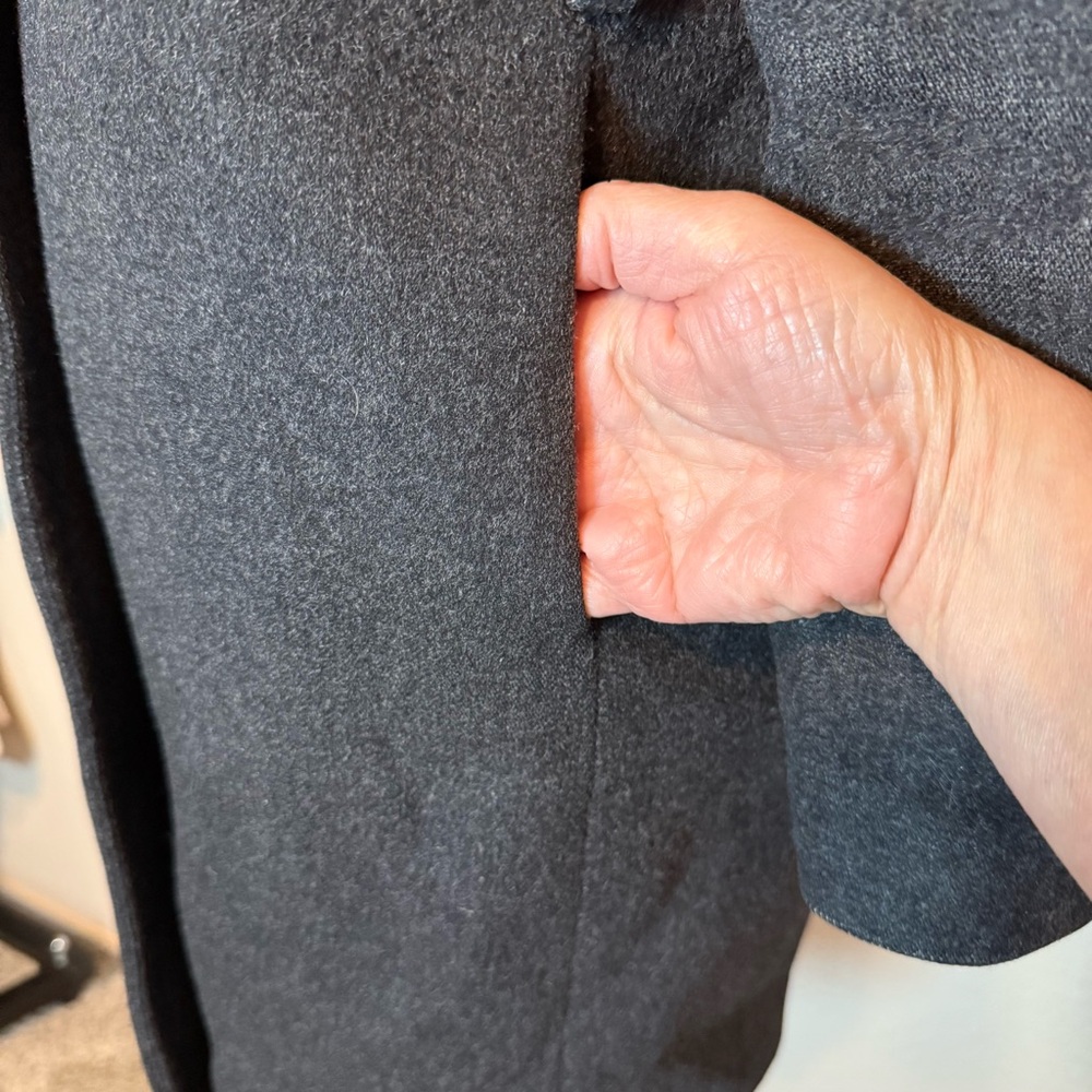 J. Crew Cashmere & Wool Harriet Plum Pea Coat Charcoal Gray Size 0 Petite - Picture 6 of 15